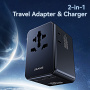 USAMS CC334 GaN univerzálny cestovný adaptér s portmi 3x USB-C / USB-A a výsuvnými zástrčkami - 100 - čierny