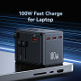 USAMS CC334 GaN univerzálny cestovný adaptér s portmi 3x USB-C / USB-A a výsuvnými zástrčkami - 100 - čierny