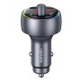 USAMS CC328 Bluetooth FM transmitter do auta s portmi USB-C / USB-A - 30W - tmavo sivý