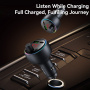 USAMS CC328 Bluetooth FM transmitter do auta s portmi USB-C / USB-A - 30W - tmavo sivý