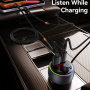 USAMS CC328 Bluetooth FM transmitter do auta s portmi USB-C / USB-A - 30W - tmavo sivý