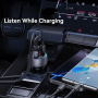 USAMS CC328 Bluetooth FM transmitter do auta s portmi USB-C / USB-A - 30W - tmavo sivý