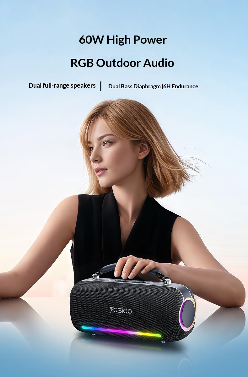 Yesido YSW43 bezdrôtový Bluetooth reproduktor s podsvietením - čierny