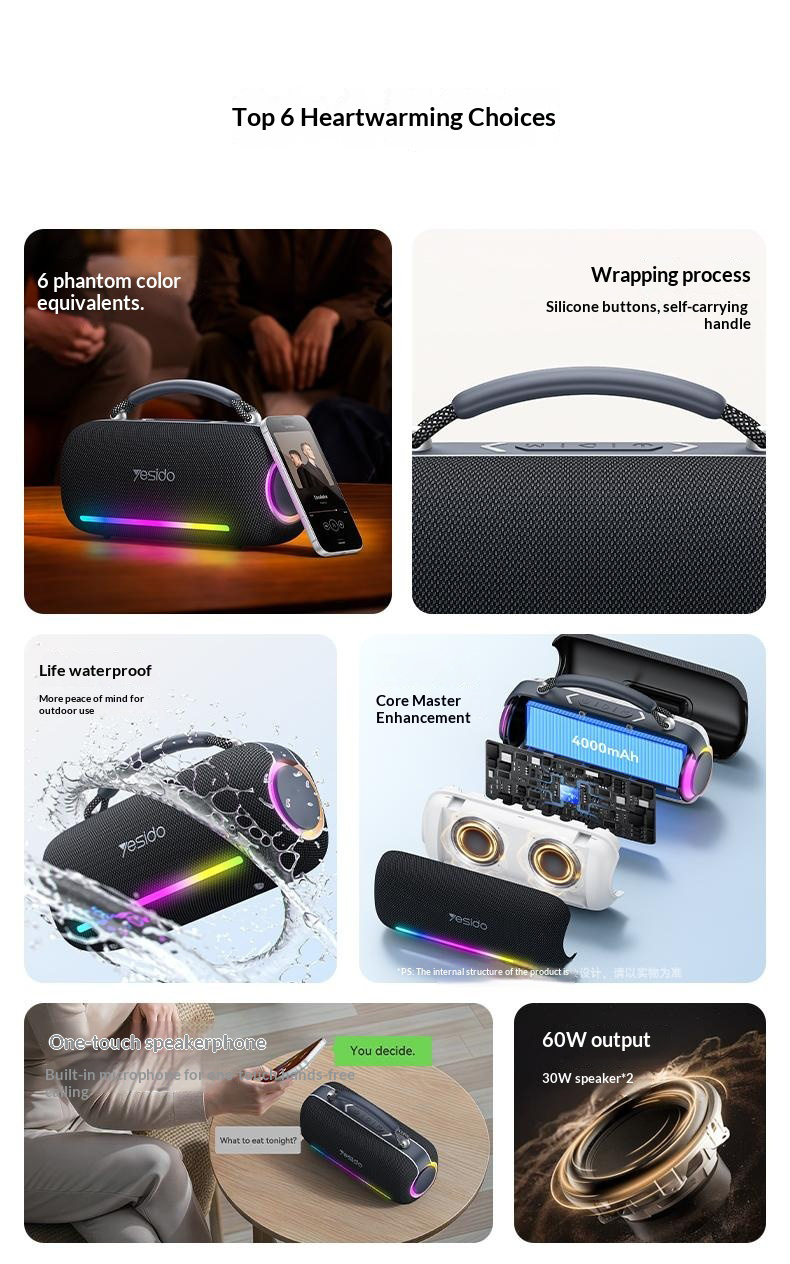 Yesido YSW43 bezdrôtový Bluetooth reproduktor s podsvietením - čierny Yesido YSW43 bezdrôtový Bluetooth reproduktor s podsvietením - čierny