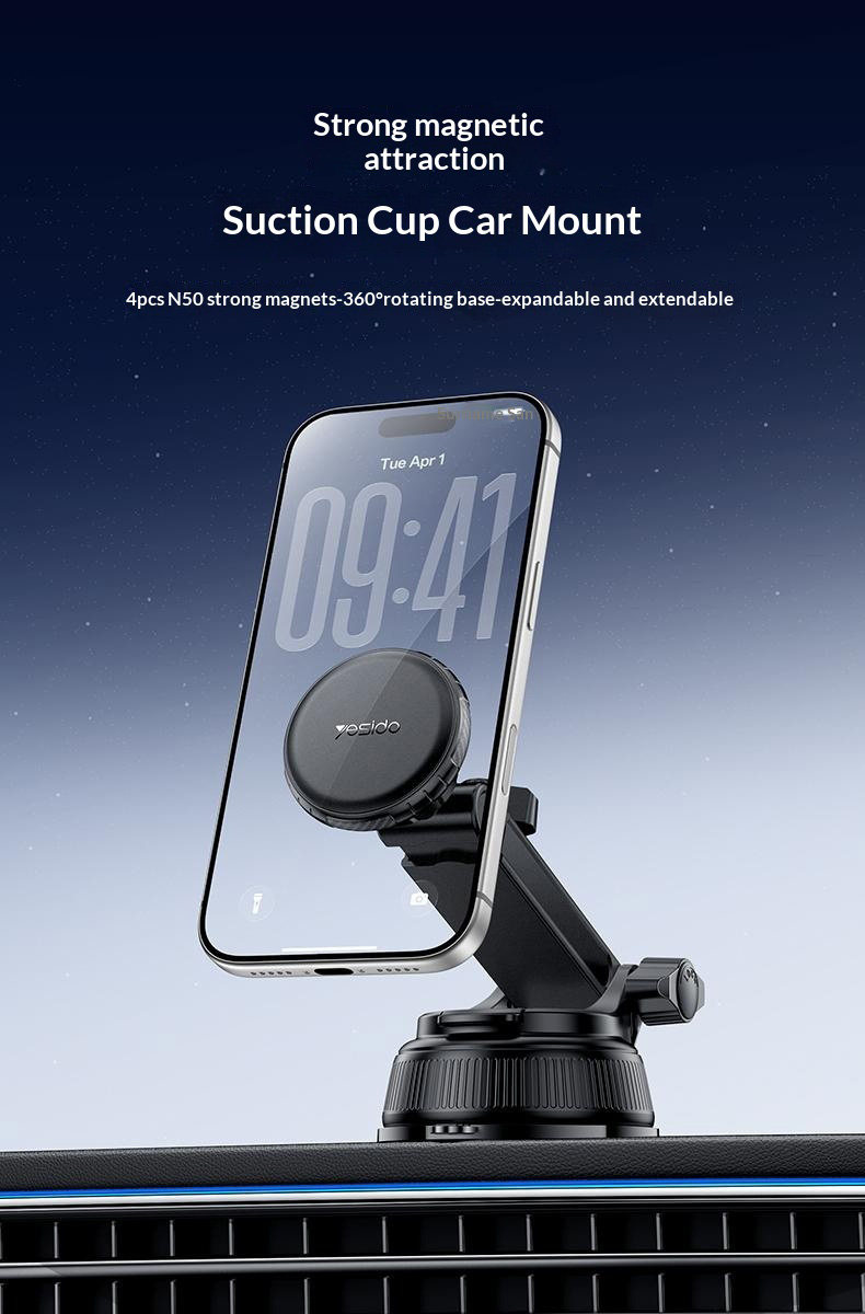 Yesido C276 magnetický držiak do auta na sklo a palubnú dosku pre iPhone - čierny