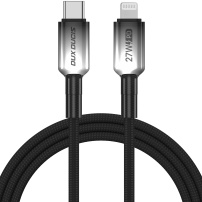 DUX DUCIS WLCM Series opletaný nabíjací a dátový kábel - USB-C na Lightning - 1 m - čierny