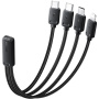 ESSAGER 4v1 nabíjacia a dátová redukcia - USB-C na 2x USB-C / Lightning / micro USB - čierna