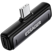 ESSAGER 2v1 audio a nabíjacia redukcia - 2x USB-C na USB-C - sivá