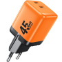 WEKOME WP-U47 GaN rýchlonabíjací adaptér s portmi 2x USB-C - 45W - oranžový