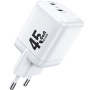 WEKOME WP-U47 GaN rýchlonabíjací adaptér s portmi 2x USB-C - 45W - biely