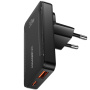 ESSAGER ES-CD61 GaN ultratenký rýchlonabíjací adaptér s portmi USB-C / USB-A - 33W - čierny