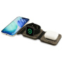 Guess 4G 3v1 skladacia bezdrôtová MagSafe nabíjačka pre iPhone / Apple Watch / AirPods - 15W - hnedá