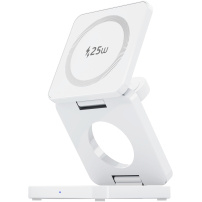 IW31 3v1 skladací magnetický bezdrôtový stojan pre iPhone / Apple Watch / AirPods - 25W - biely