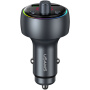USAMS CC328 Bluetooth FM transmitter do auta s portmi USB-C / USB-A - 30W - tmavo sivý