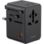 USAMS CC334 GaN univerzálny cestovný adaptér s portmi 3x USB-C / USB-A a výsuvnými zástrčkami - 100 - čierny