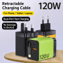 Sada adaptéra s portmi USB-C / USB-A a výsuvného kábla USB-C - 120W - žltá