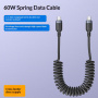 Yesido CA205 naťahovací nabíjací a dátový kábel - USB-C na USB-C - 1,2 m - čierny