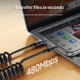 Yesido CA205 naťahovací nabíjací a dátový kábel - USB-C na USB-C - 1,2 m - čierny