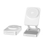 JJT-C42 3v1 skladací magnetický bezdrôtový stojan pre iPhone / Apple Watch / AirPods - 15W - strieborný