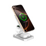 JJT-C42 3v1 skladací magnetický bezdrôtový stojan pre iPhone / Apple Watch / AirPods - 15W - strieborný