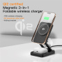 JJT-C42 3v1 skladací magnetický bezdrôtový stojan pre iPhone / Apple Watch / AirPods - 15W - strieborný