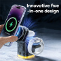 JJT-C53 Qi2 4v1 magnetický bezdrôtový stojan s lampou a USB-C káblom pre iPhone / Apple Watch / AirPods - 30W - čierny