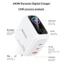 Yesido YC114 GaN rýchlonabíjací adaptér s displejom a portmi 2x USB-C / USB-A - 140W - biely