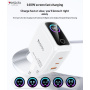 Yesido YC114 GaN rýchlonabíjací adaptér s displejom a portmi 2x USB-C / USB-A - 140W - biely