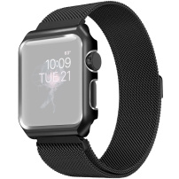 Kovové puzdro s remienkom milánsky ťah pre Apple Watch 38mm - čierne