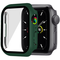 Matné ochranné puzdro s tvrdeným sklom pre Apple Watch 41 mm - olivové