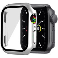 Matné ochranné puzdro s tvrdeným sklom pre Apple Watch 41 mm - strieborné