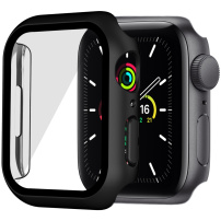 Matné ochranné puzdro s tvrdeným sklom pre Apple Watch 45 mm - čierne
