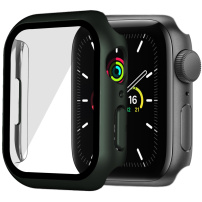 Matné ochranné puzdro s tvrdeným sklom pre Apple Watch 45 mm - olivové