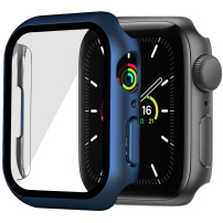 Matné ochranné puzdro s tvrdeným sklom pre Apple Watch 45 mm - modré