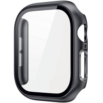 Metalické puzdro s tvrdeným sklom pre Apple Watch 46mm - tmavo šedé