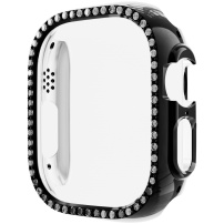 Metalické puzdro posádzané kamienkami pre Apple Watch Ultra 49 mm - čierne