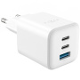 FIXED Mini GaN rýchlonabíjací adaptér s portmi 2x USB-C / 2x USB-A - 65W - biely