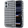Karl Lagerfeld Houndstooth Resin Plate kryt s MagSafe pre iPhone 17 - čiernobiely