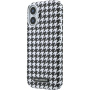 Karl Lagerfeld Houndstooth Resin Plate kryt s MagSafe pre iPhone 17 - čiernobiely