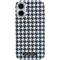Karl Lagerfeld Houndstooth Resin Plate kryt s MagSafe pre iPhone 17 - čiernobiely