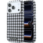 Karl Lagerfeld Houndstooth Resin Plate kryt s MagSafe pre iPhone 17 Pro - čiernobiely