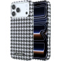 Karl Lagerfeld Houndstooth Resin Plate kryt s MagSafe pre iPhone 17 Pro Max - čiernobiely