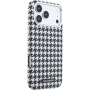 Karl Lagerfeld Houndstooth Resin Plate kryt s MagSafe pre iPhone 17 Pro Max - čiernobiely
