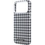 Karl Lagerfeld Houndstooth Resin Plate kryt s MagSafe pre iPhone 17 Pro Max - čiernobiely