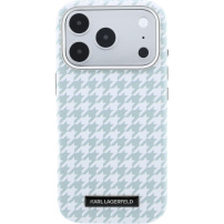 Karl Lagerfeld Houndstooth Resin Plate kryt s MagSafe pre iPhone 17 Pro - modrobiely