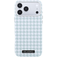 Karl Lagerfeld Houndstooth Resin Plate kryt s MagSafe pre iPhone 17 Pro Max - modrobiely