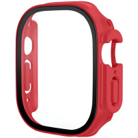 Matné púzdro s tvrdeným sklom pre Apple Watch Ultra 49mm - červené