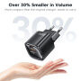 Toocki TC2220 GaN mini rýchlonabíjací adaptér s portmi USB-C / USB-A - 20W - čierny