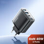 Toocki TC53402 GaN rýchlonabíjací adaptér s portmi 2x USB-C / 2x USB-A - 40W - čierny