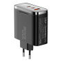 ESSAGER ES-CD56 GaN rýchlonabíjací adaptér s displejom a portmi 2x USB-C / USB-A - 100W - čierny